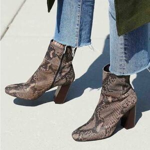 Free People Nolita Brown Snakeskin Booties, EU 41, US 9.5